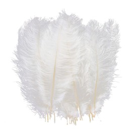 Awaytr Natural Ostrich Feathers 16-18 Inch (40-45Cm) Wedding Party Gatsby Table Centerpieces Decoration (10Pcs,White)