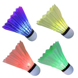 Arespark LED Badminton Shuttlecock, Dark Night Colorful LED Goose Feather Glow Birdies Lighting, Light Up Shuttle-Cocks Badminton Balls for Outdoor & Indoor Sports Activities