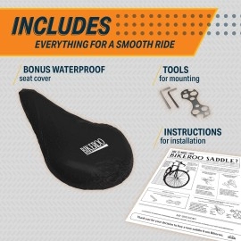 Bikeroo Bike Seat Cushion - Bicycle Seat for Men & Women with Padded Comfort, Mounting Tools, & Waterproof Rain Cover, Replacement Bike Saddle Made for Road & Mountain Bikes