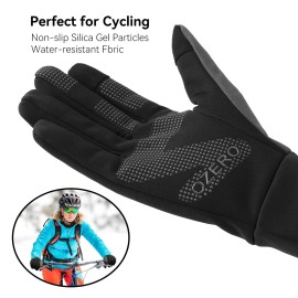 OZERO Winter Gloves for Women Touch Screen Non-Slip Silica Gel Thermal for Phone Texting - Windproof Waterproof for Hiking Running Cycling Driving - Black (Medium)