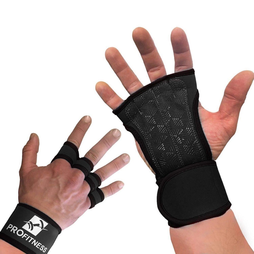 Profitness Workout Gloves With Straps Best Workout Gloves For Weight Lifting, Gym Workouts (Black, Large)