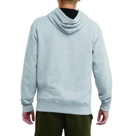 Champion Sweatshirt, Powerblend Hoodie for Men, Iconic, Oxford Gray C Logo, Large