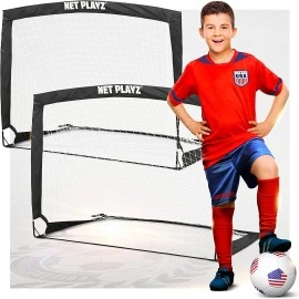 Net Playz 4ftx3ft Easy Fold-Up Portable Training Soccer Goal, Set of 2