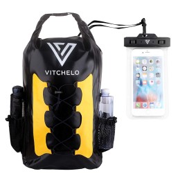 Vitchelo 30L Waterproof Dry Bag Backpack - Floating Storage Bag - Waterproof Phone Case for Travel, Hiking, Boating, Kayaking, Camping & Beach - 100% Tear-Free Lightweight Lifetime Kayak Bag