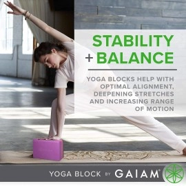Gaiam Yoga Block - Supportive Latex-Free EVA Foam Soft Non-Slip Surface for Yoga, Pilates, Meditation, Tri-Color Teal Tonal