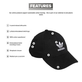 Adidas Originals Mens Relaxed Strapback Cap, Black/White, One Size