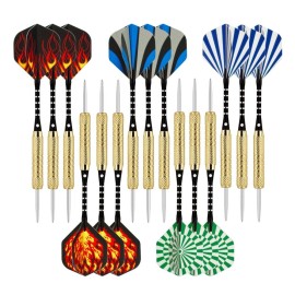 Wolftop 15 Pack Steel Tip Darts 18 Grams, Professional Darts Metal Tip Set With Aluminum Shafts, Standard Flights, Rubber O'Rings And Extra Dart Sharpener