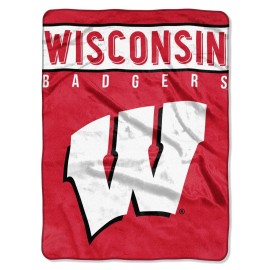 Northwest NCAA Wisconsin Badgers Unisex-Adult Raschel Throw Blanket, 60