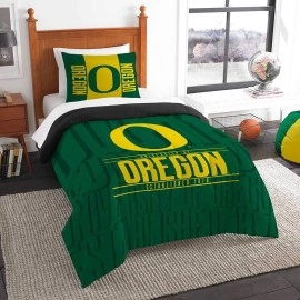 Northwest NCAA Oregon Ducks Unisex-Adult Comforter and Sham Set, Twin, Modern Take