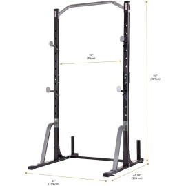 Body Champ Power Rack System Adjustable Squat Rack Weight and Bar Holder for Home Fitness Equipment with Built in Floor Anchors Stability