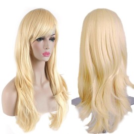 Akstore 28 70Cm Fashion Wigs Long Wavy Curly Hair Cosplay Wig Wig Cap (Golden)