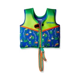 Speedo Unisex-Child Swim Flotation Classic Life Vest Begin To Swim Upf 50 Sapphire Blue Printed Medium