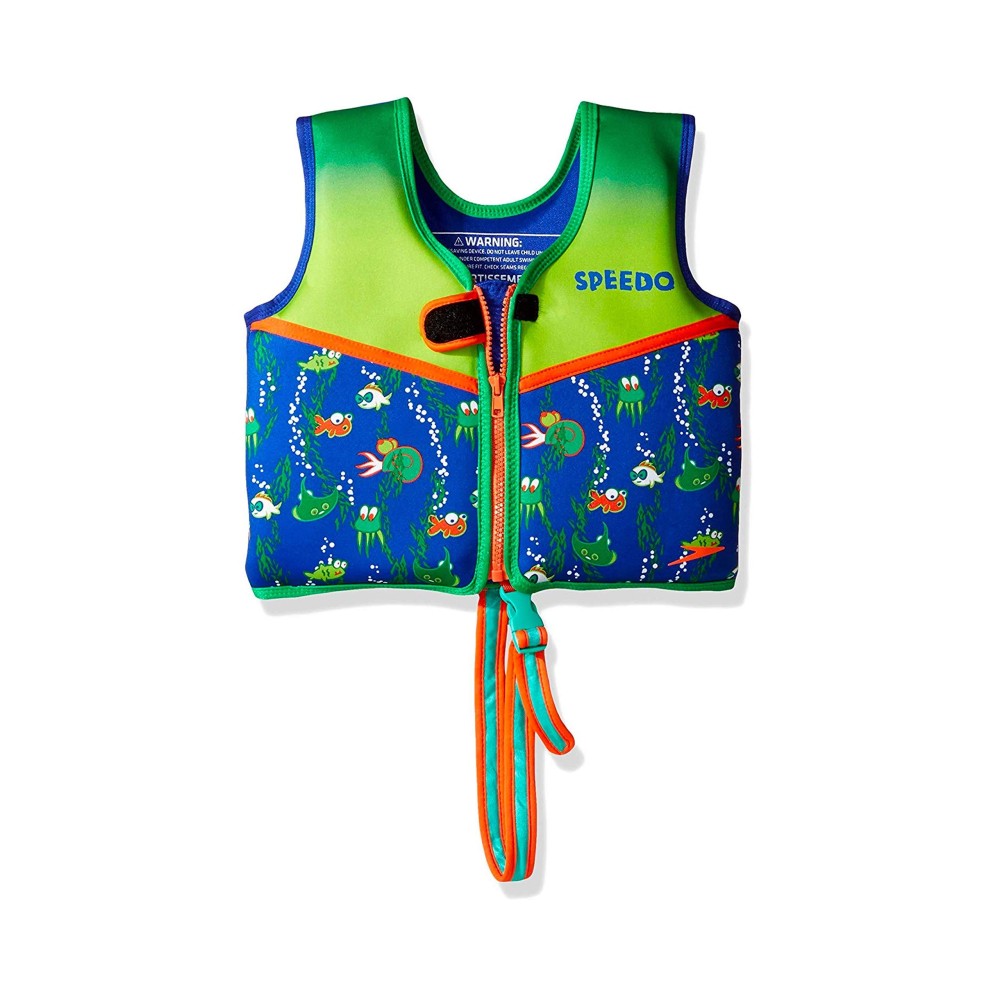 Speedo Unisex-Child Swim Flotation Classic Life Vest Begin To Swim Upf 50 Sapphire Blue Printed, Large