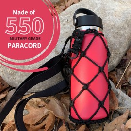 Gearproz Paracord Bottle Carrier - Compatible with Hydro Flask 32 oz - From America's No. 1 in Water Bottle Handles and Accessories - Prevents Dropping and Dents