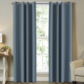 Room Darkening Curtains For Bedroom, Citadel Blue Themal Insulated Blackout Draperies Curtains Panels Noise Reducing Solid Ring Top Window Curtains For Nursery Infant Care, 52 In X 84 In (W X L)