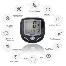 SOON GO Bike Speedometer, Bicycle odometers,Bicycle Speedometer Wireless Cycle Bike Computer Waterproof Bike Odometer with LCD Display Speedometer Accurate Speed Tracking & Multi-Function