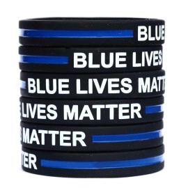 10 Blue Lives Matter Thin Blue Line Silicone Wrist Band Bracelet Wristbands - Support Police and Law Enforcement