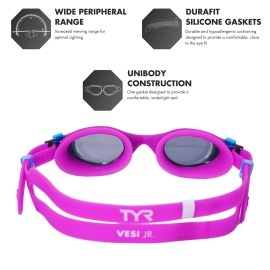 TYR Junior Vesi Googles, Smoke/Purple, One Size