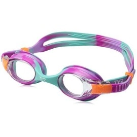 Tyr Kids Swimple Tie Dye Googles, Clear/Pink/Mint, One Size, For Ages 3-10