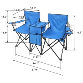 Portable Folding Picnic Double Recline Chair Umbrella Table Cooler Beach Camping Chair Stadium Seat (LEGENDARY-YES)