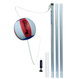 Park & Sun Sports Portable Outdoor Red White and Blue Tetherball Set with Accessories (3-Piece Pole), Multi