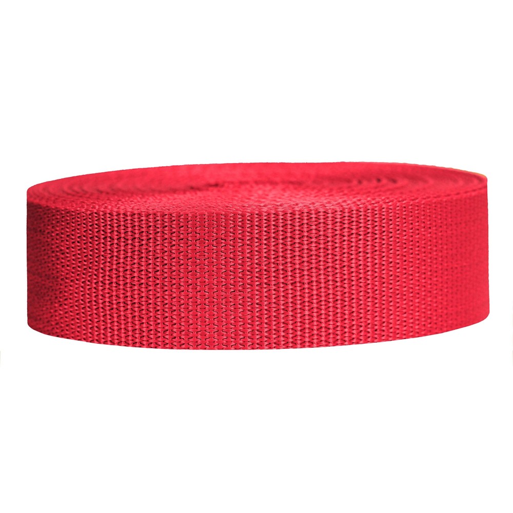 Strapworks Lightweight Polypropylene Webbing - Poly Strapping for Outdoor DIY Gear Repair, Pet Collars, Crafts - 1.5 Inch x 25 Yards - Red