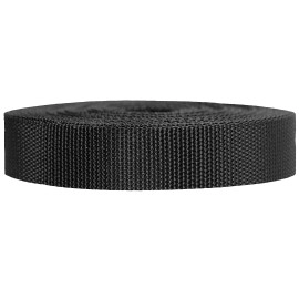 Strapworks Heavyweight Polypropylene Webbing - Heavy Duty Poly Strapping For Outdoor Diy Gear Repair, 1 Inch X 50 Yards - Black