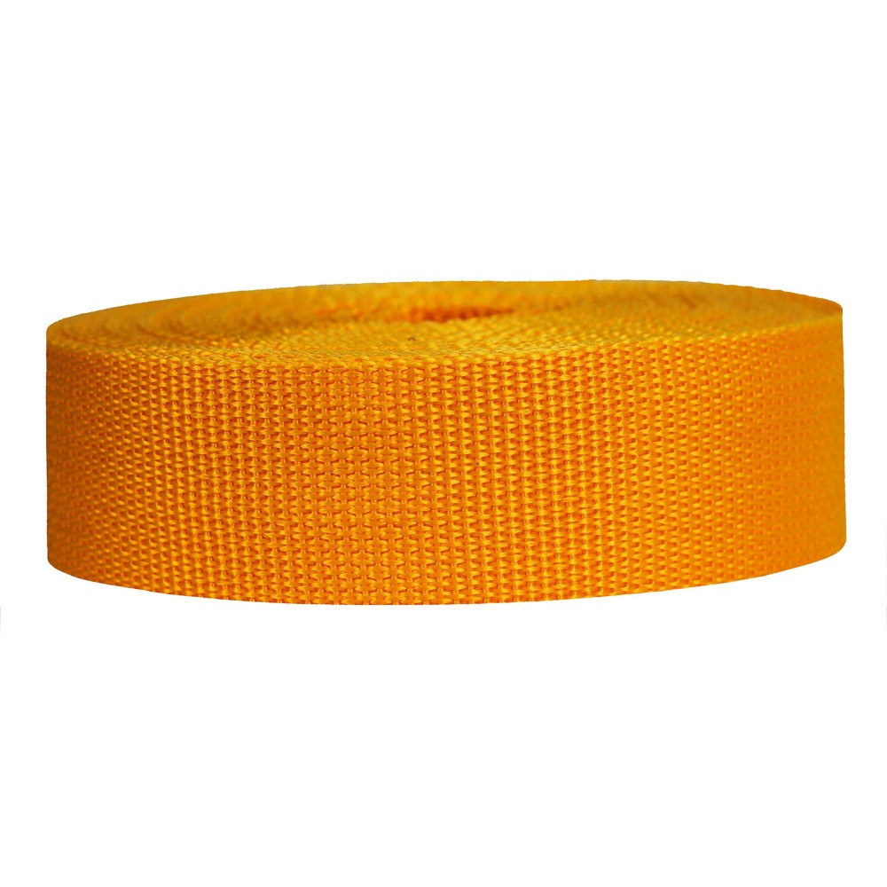 Strapworks Lightweight Polypropylene Webbing - Poly Strapping for Outdoor DIY Gear Repair, Pet Collars, Crafts - 1.5 Inch x 25 Yards - Yellow Gold
