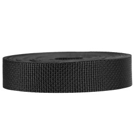 Strapworks Lightweight Polypropylene Webbing - Poly Strapping For Outdoor Diy Gear Repair, Pet Collars, Crafts - 1 Inch X 50 Yards - Black
