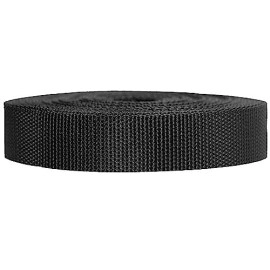 Strapworks Heavyweight Polypropylene Webbing - Heavy Duty Poly Strapping For Outdoor Diy Gear Repair, 1 Inch X 25 Yards - Black