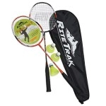 Fiberflash 7 Badminton Racket Set, Featuring 2 Carbon Fiber Shaft Racquets, 3 Shuttlecocks Plus Fabric Carrying Bag All Included (Orange/Black)