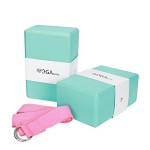 Jbm Yoga Blocks 2 Pack With Strap, Cork Yoga Block 2 Pack Eva Foam Yoga Block Set Of 2 Yoga Block With Strap, Yoga Bricks With Strap, Yoga Block Yoga Brick Yoga Cube Stretch Blocks Stretching Blocks (Mint Green)