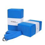 Jbm Yoga Blocks 2 Pack With Strap, Cork Yoga Block 2 Pack Eva Foam Yoga Block Set Of 2 Yoga Block With Strap, Yoga Bricks With Strap, Yoga Block Yoga Brick Yoga Cube To Support And Deepen Poses (Blue)