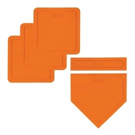 Franklin Sports Thrown Down Baseball Bases With Home Plate And Pitchers Rubber - Rubber Base Set Perfect For Baseball, Teeball, And Kickball - Five Piece Orange