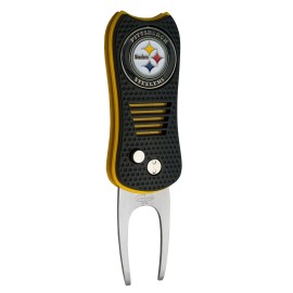 Team Golf Nfl Pittsburgh Steelers Switchblade Divot Tool With Double-Sided Magnetic Ball Marker, Features Patented Single Prong Design, Causes Less Damage To Greens, Switchblade Mechanism