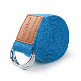 Voidbiov D-Ring Buckle Yoga Strap 185 Or 25M, Durable Cotton Adjustable Belt Perfect For Holding Poses, Improving Flexibility And Physical Therapy Lake Blue