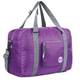 Wandf For Spirit Airlines 18 Foldable Travel Duffle Bag Weekender Bags Carry On Bag For Women Girls (Plum)