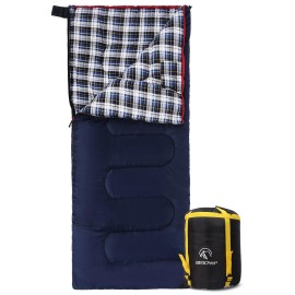 Redcamp Cotton Flannel Sleeping Bag For Camping, 41F/5C Cold Weather Warm And Comfortable, Envelope Blue 4Lbs(75