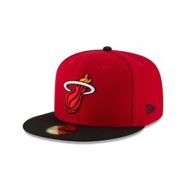 Nba Miami Heat Mens 2-Tone 59Fifty Fitted Cap , Scarlet , 7 38