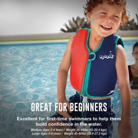 Speedo Unisex-Child Swim Flotation Classic Life Vest Begin to Swim UPF 50 Lime/Orange, Large