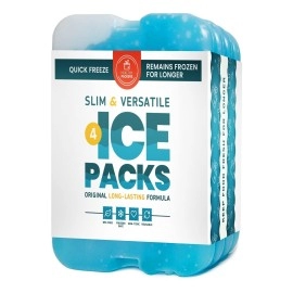 Healthy Packers Ice Pack for Lunch Box - Freezer Packs - Original Cool Pack | Slim & Long-Lasting Reusable Ice Packs for Lunch Bags and Cooler Bag (Set of 4)