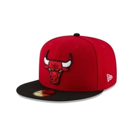 Nba Chicago Bulls Mens 2-Tone 59Fifty Fitted Cap , Red , 7 12