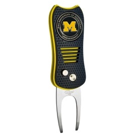 Team Golf Ncaa Michigan Wolverines Switchblade Divot Tool With Double-Sided Magnetic Ball Marker, Features Patented Single Prong Design, Causes Less Damage To Greens, Switchblade Mechanism