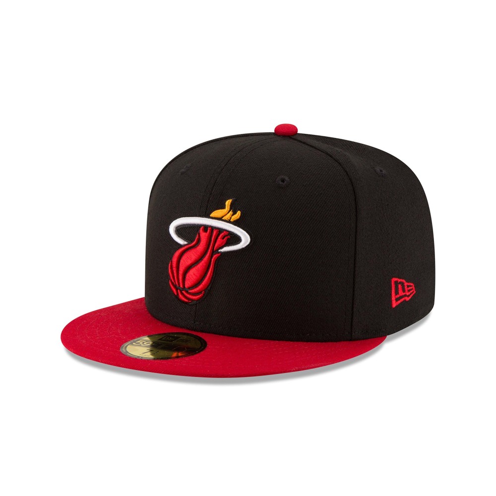 Nba Miami Heat Mens 2-Tone 59Fifty Fitted Cap , Black , 7 14