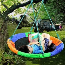 Blue Island Tree Swing-Childrens Outdoor Large Size 40 Diameter Durable Swing-Easy Installation