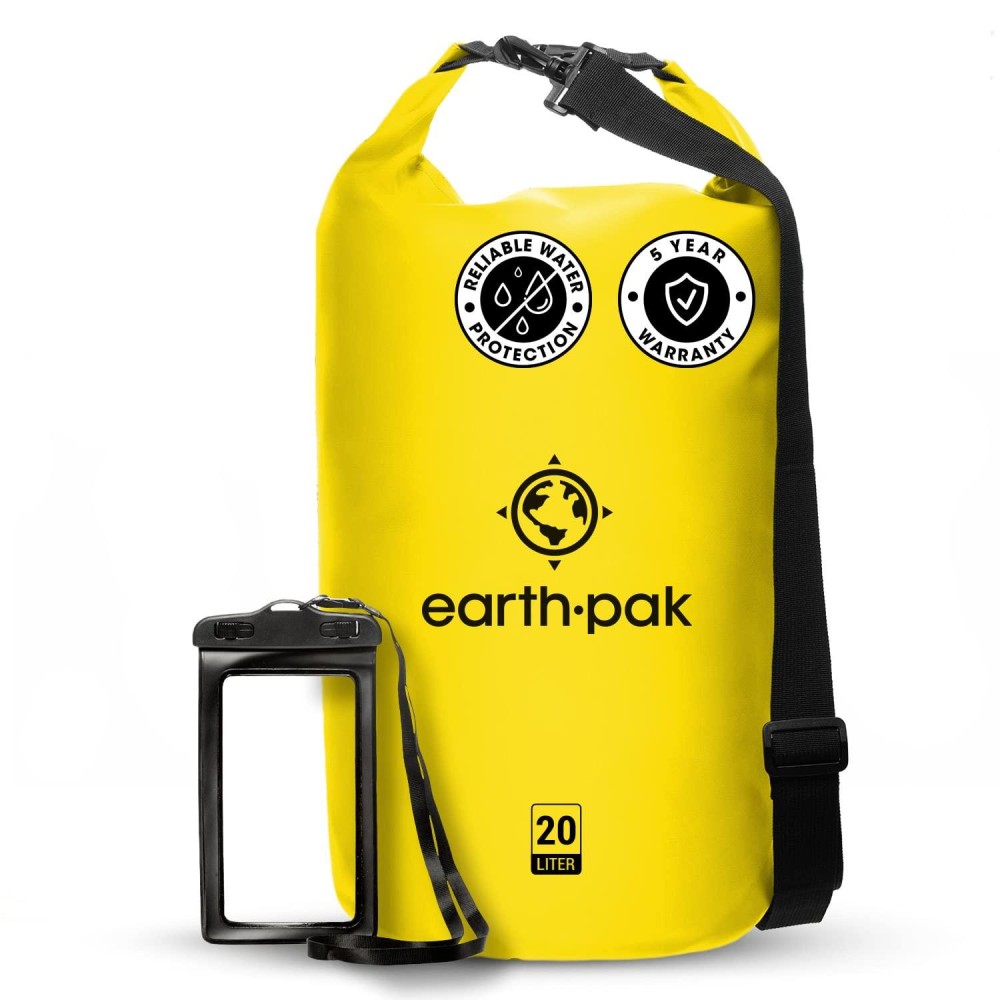 Earth Pak Waterproof Dry Bag - Roll Top Waterproof Backpack Sack Keeps Gear Dry For Kayaking, Beach, Rafting, Boating, Hiking, Camping And Fishing With Waterproof Phone Case