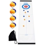 Elite Sportz Equipment Curling Game - Tabletop Games for Adults, Kids & Families - 4 Ft x 1 Ft Mat for Indoor Fun w/ Bonus Travel Bag - Ages 6 & Up