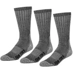 FUN TOES Socks for Men, 3 Pairs Durable Thermal Insulated 80% Merino Wool Socks Strong Warm Hiking Socks for Winter, Washable Boot Socks, Perfect for Indoor or Outdoor Sports (Black)