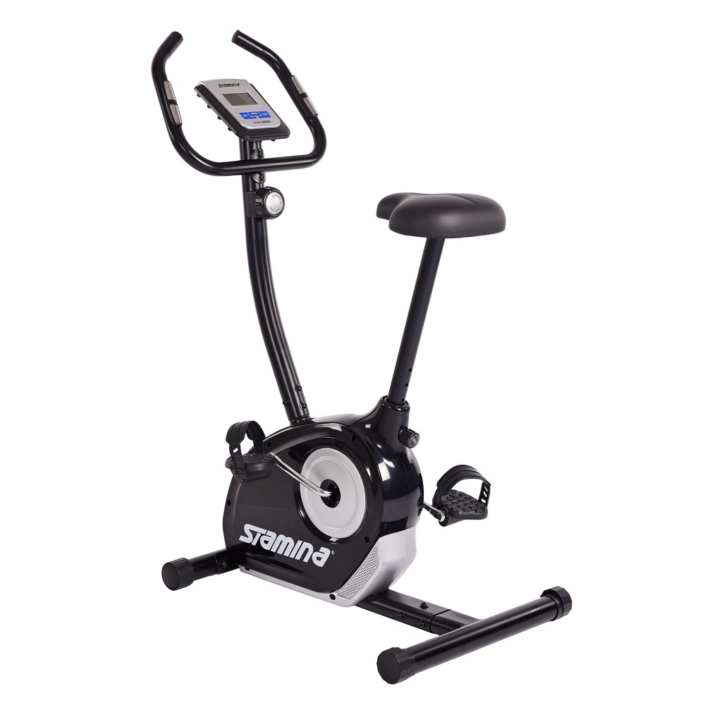 Stamina Magnetic Upright Exercise Bike 1310 - Smart Workout App, No Subscription Required - 8 Levels Smooth, Quiet Magnetic Resistance - Easy-to-Use Fitness Monitor - Integrated Heart Rate Sensors