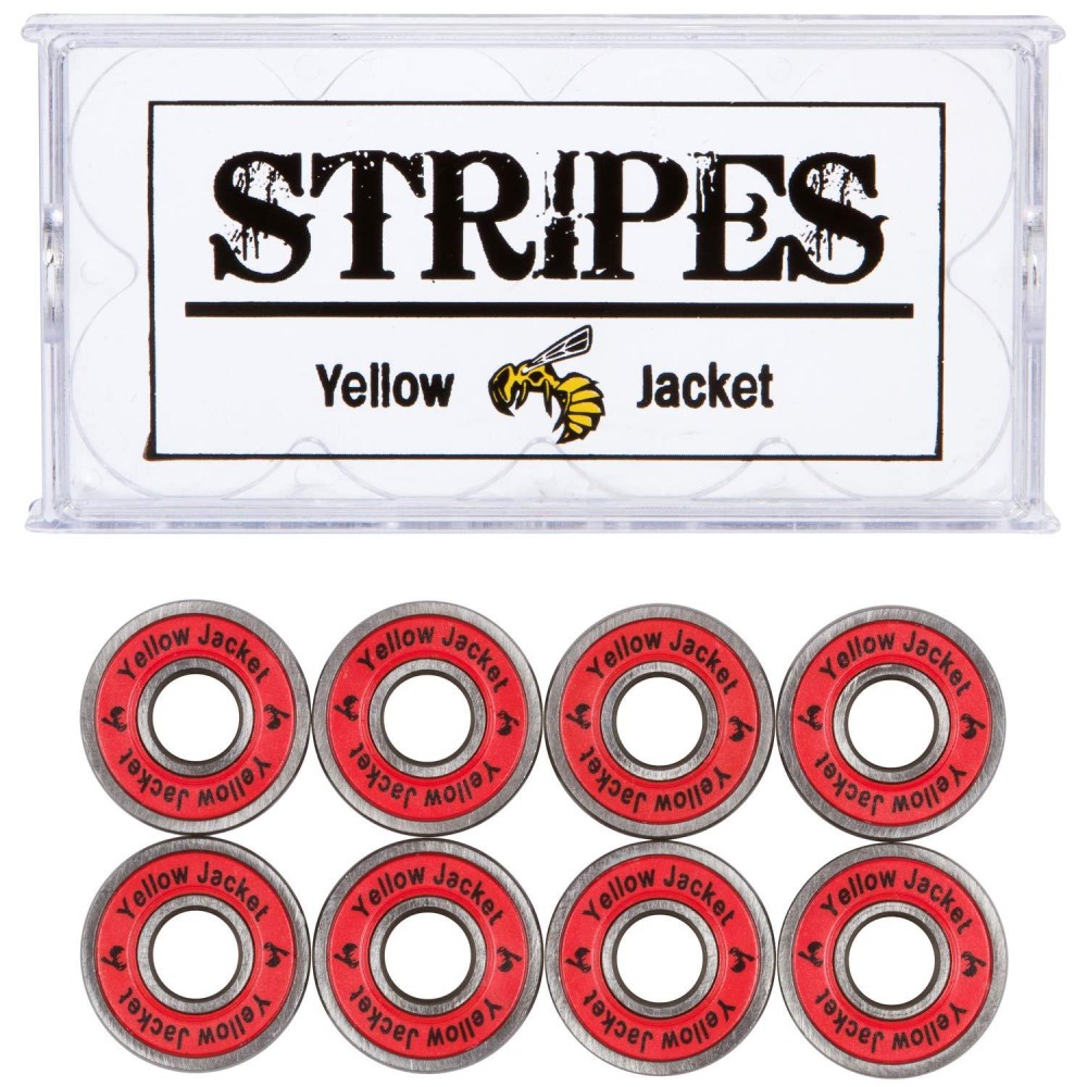 Yellow Jacket Premium Skateboard Bearings, Pro Longboard Bearings, 608, Abec 9, Racer Red (Pack Of 8)